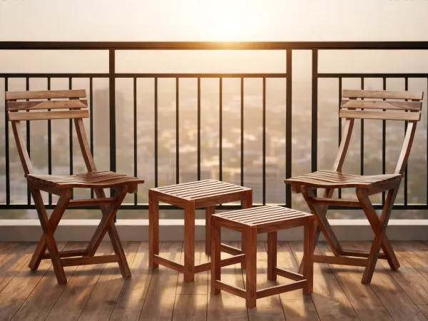 Nico Set of 2 Solid Wood Chairs and 2 Stools